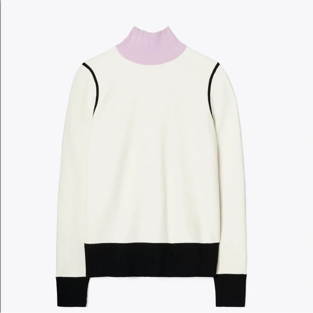 NWT Tory Burch Color-Block Turtleneck XL - Picture 4 of 10